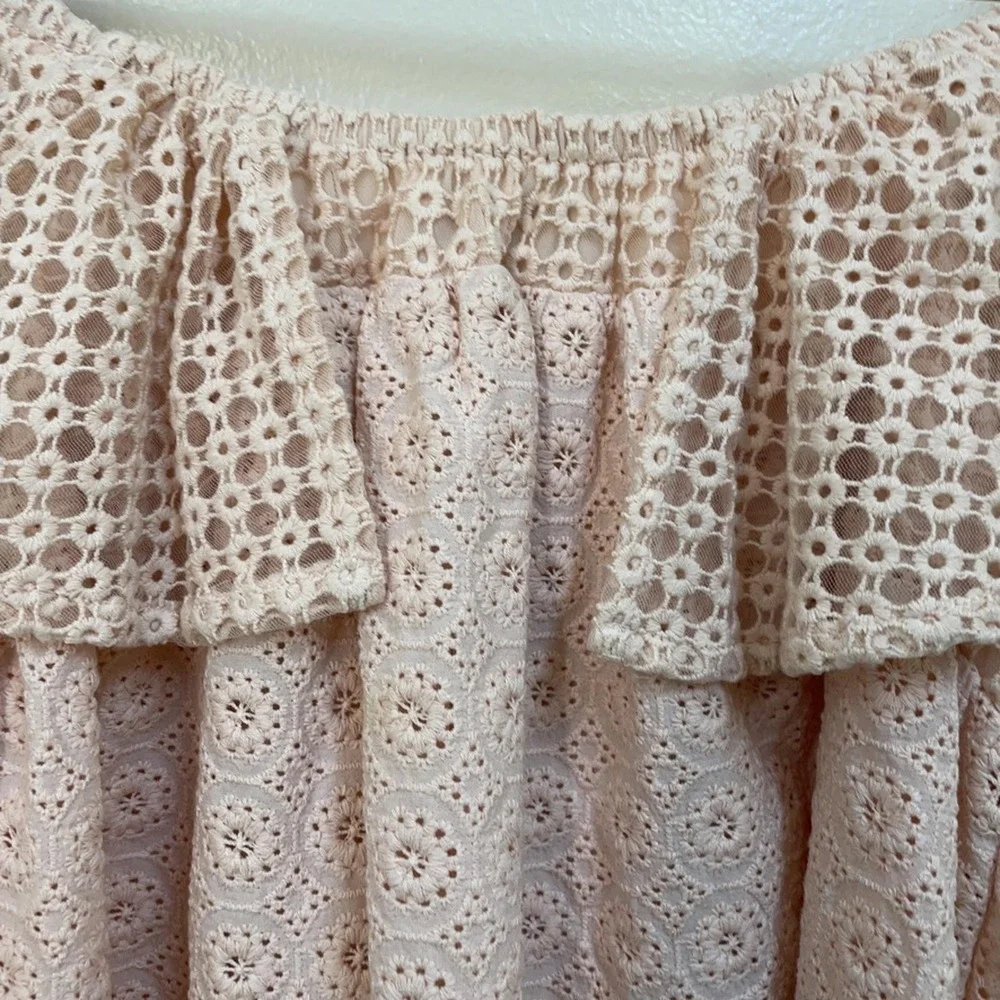 Womens Rebecca Minkoff Eyelet Ruffle Top Size XXS Boho Whimsical